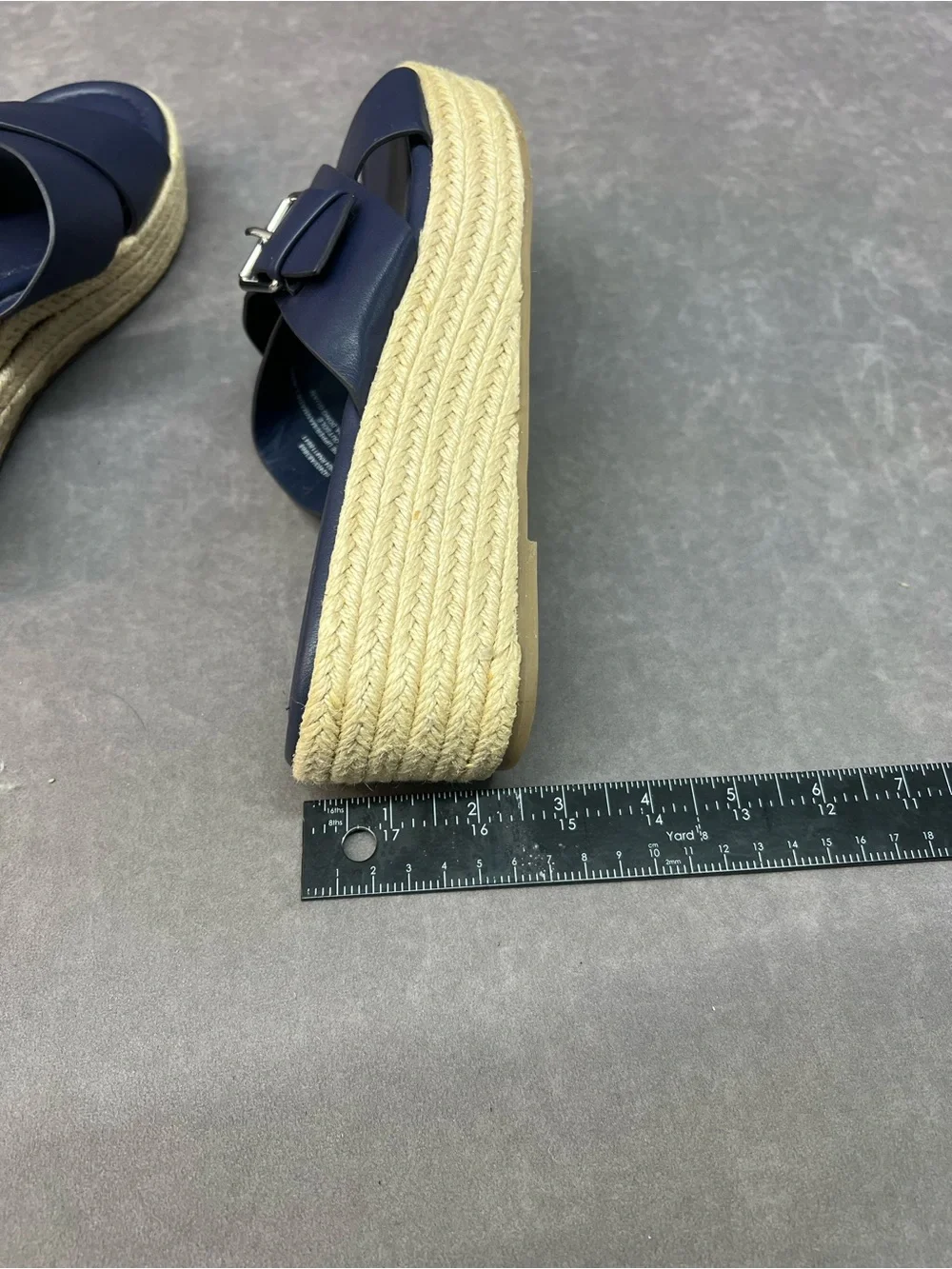 Lane Bryant Navy Espadrille Wedge Slide Sandals